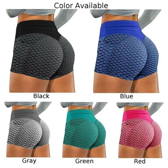Grey/w Black Women PushUp Butt Yoga Shorts Scrunch Booty Workout Shorts - Medium - Picture 2 of 3